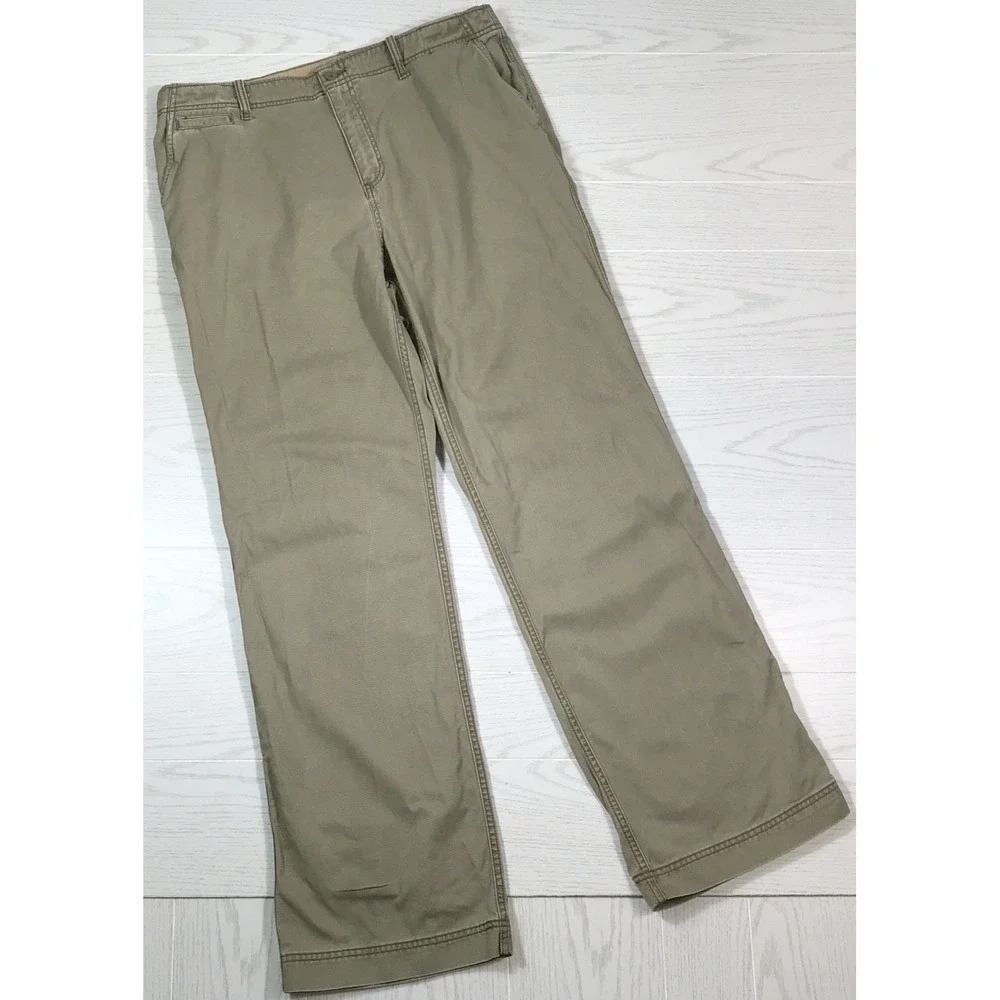 Vintage Old Navy Utility Pants 36x34 Gray Bootcut Cotton Button Pockets Work Y2K